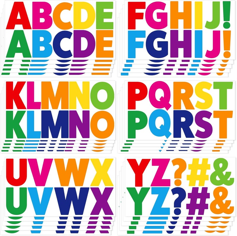 Timenued 30 Sheets Letter Stickers 300 Pcs Large Bulletin Board Letters Set for Boho Classroom Decor,Vinyl Self Adhesive Alphabet ABC Stickers for Poster Board Mailbox Craft Home Decor (2.5 Inch,Bright Color) - Image 1